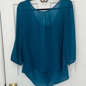 by & by Blue Asymmetrical Blouse